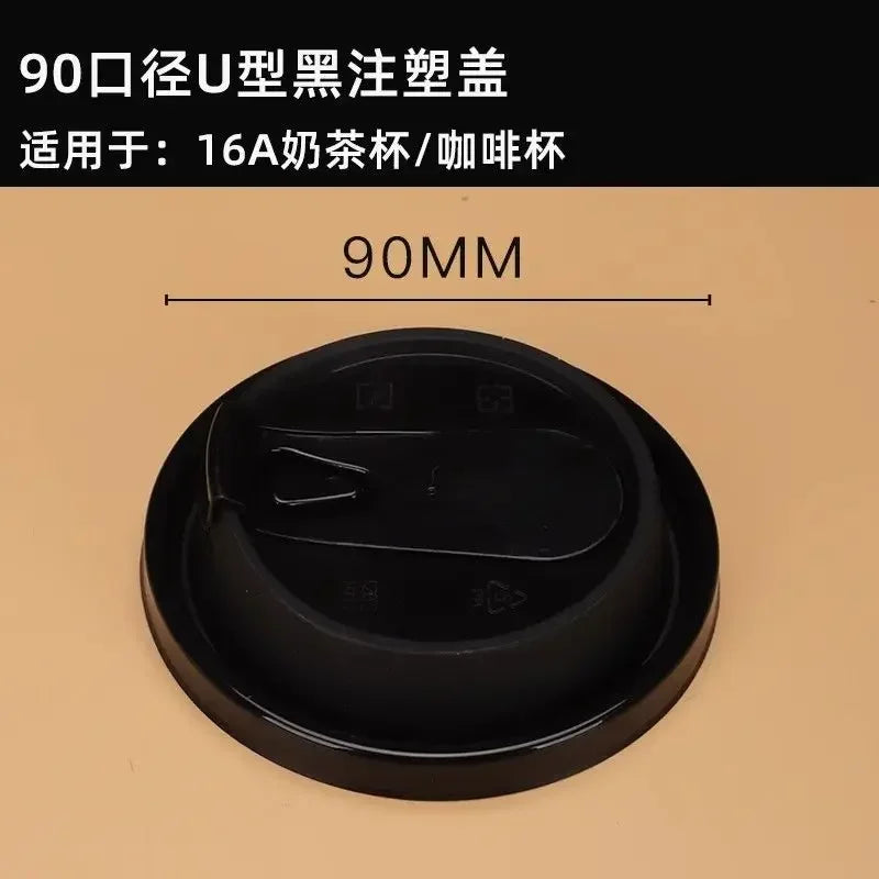 100pcs 90mm Caliber Cups Lid Milk Tea Coffee Cup Universal Leak Proof Cover Disposable Food Grade PP Injection Molded Cup Lids