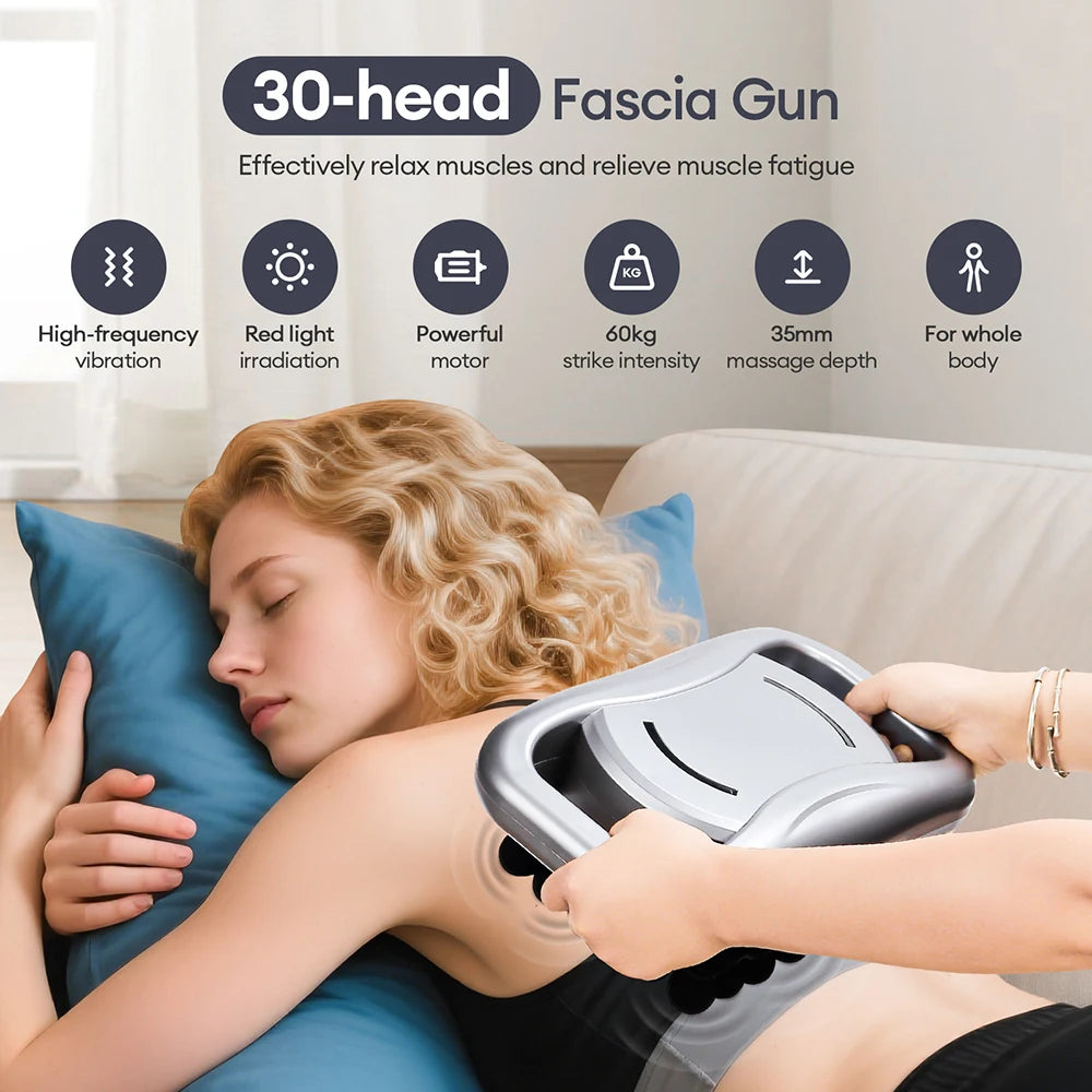 30-Head Fascia Gun High-Frequency Vibration Body Massage Gun Back and Waist Massager Neck Shoulder Massager Muscle masajeador