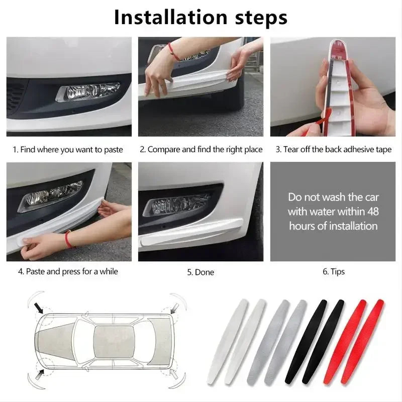 6/4 Piece Car Anti-collision Protection Strip Auto Front Rear Bumper Corner Protector Guard Decoration Strip for Car Accessories