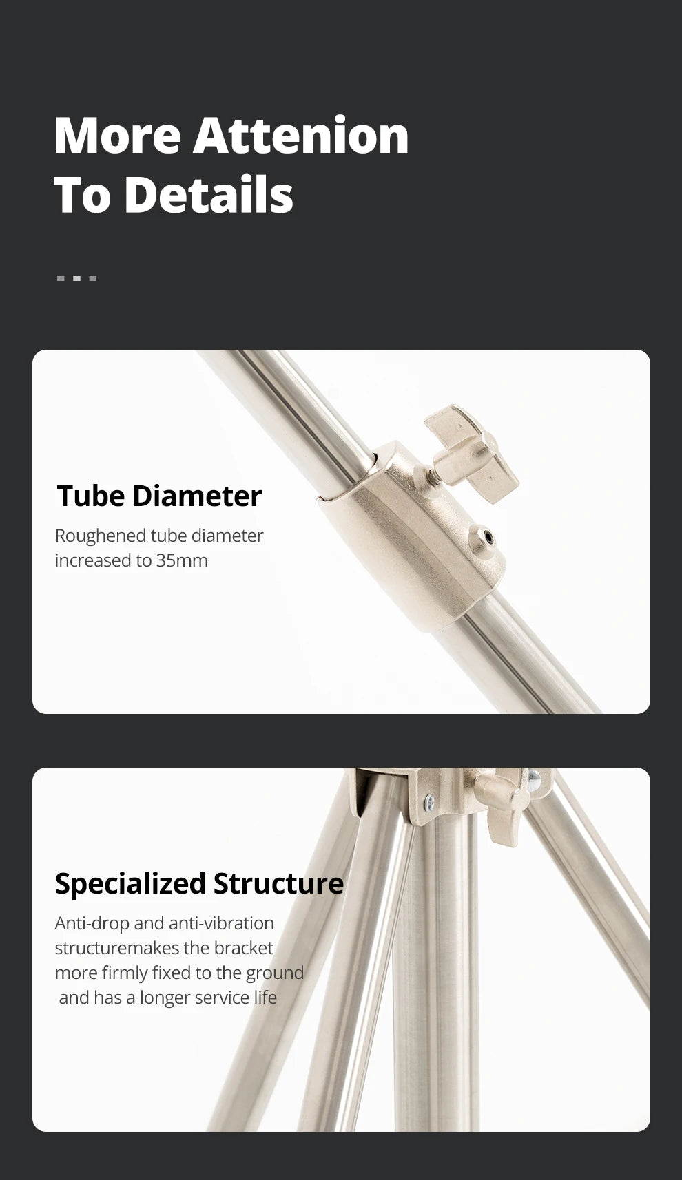 AMBITFUL 4M Stainless Steels Heavy Duty Light Stand Tripod 1/4 and 3/8 Screw Load 10KG for Studio Flash Softbox Continuous Light