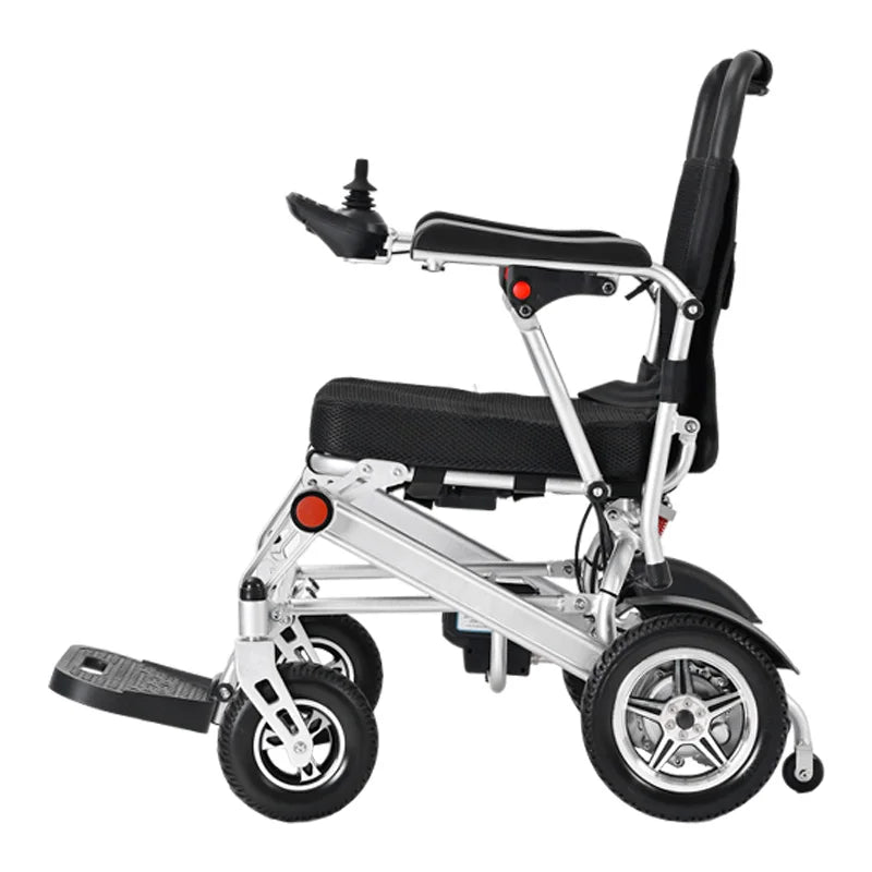 Seniors Disabled Elderly Nursing Health Care Products Khaki Folding Transport Electric Wheelchair with Arms Removable Footrest