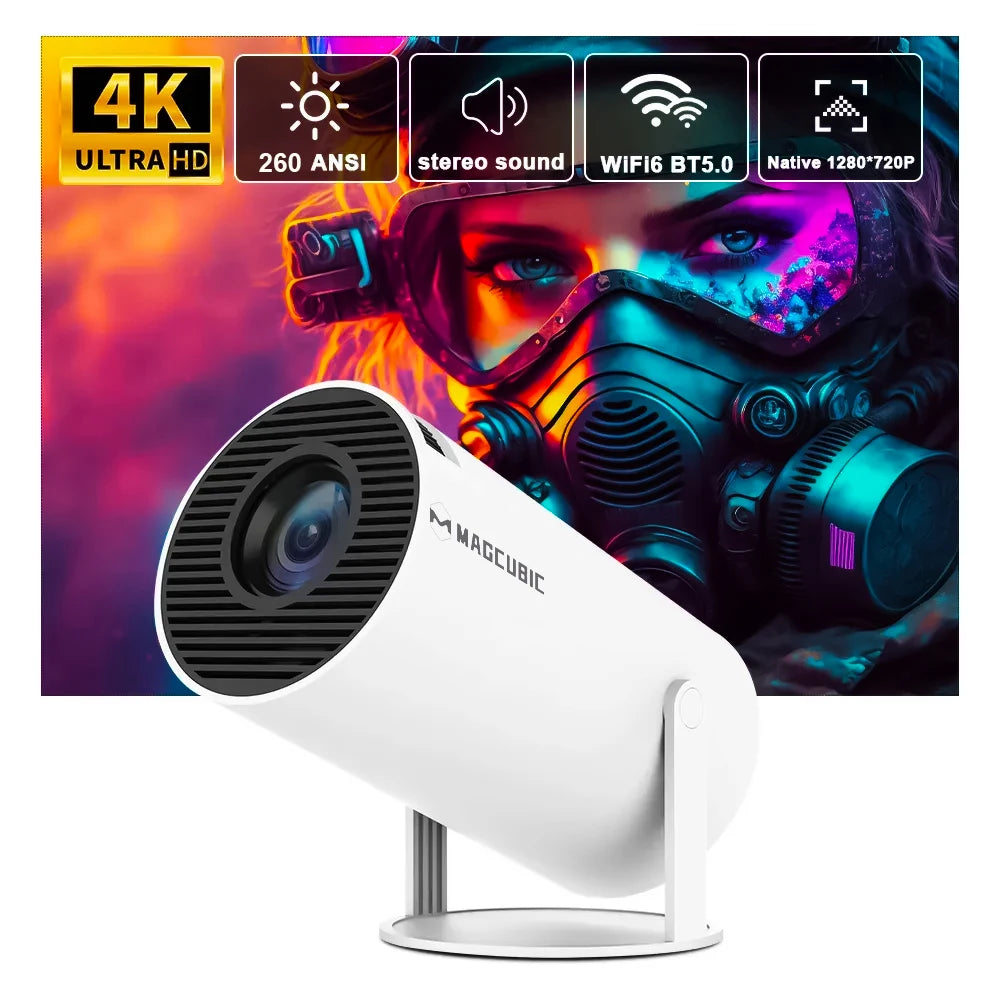 Transpeed 4K WiFi 6 Projector - Android 11, 260 ANSI, Dual WiFi, BT5.0, 1280*720P Home Cinema, Portable Outdoor HY300 Pro