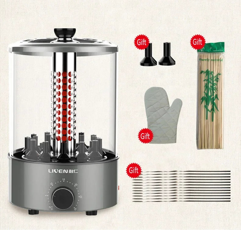 220V Electric Barbecue Machine Multifunctional Indoor Rotating Automatic Skewer Machine Indoor Lamb Skewer Pot Barbecue Machine