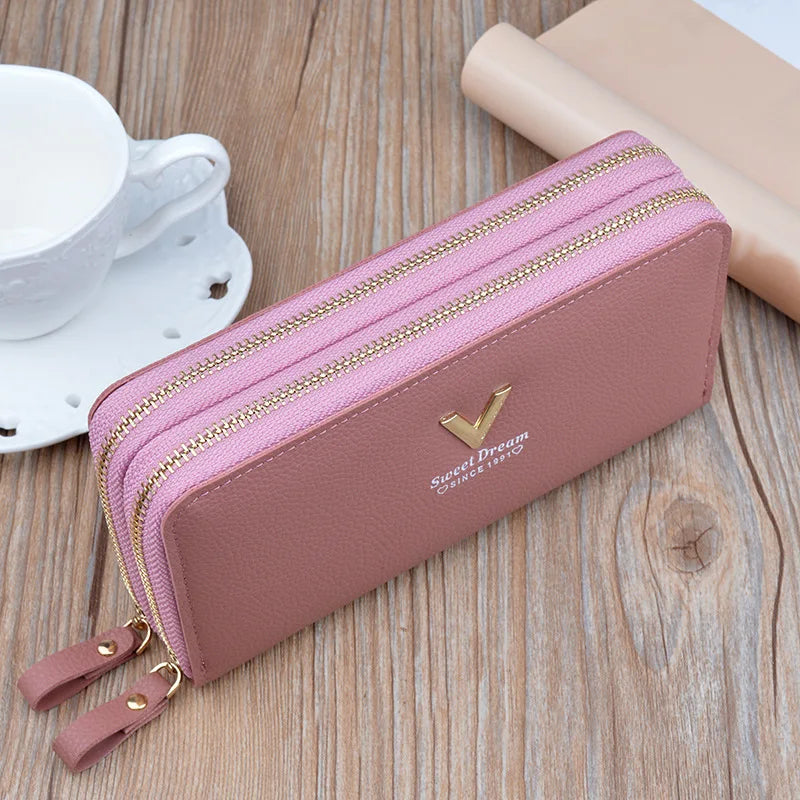2024 Pu Leather Women Wallets Women Purses Fashion Long Zipper Women's Wallet Money Coin Holder Female Long Purse Female Purse Zipper