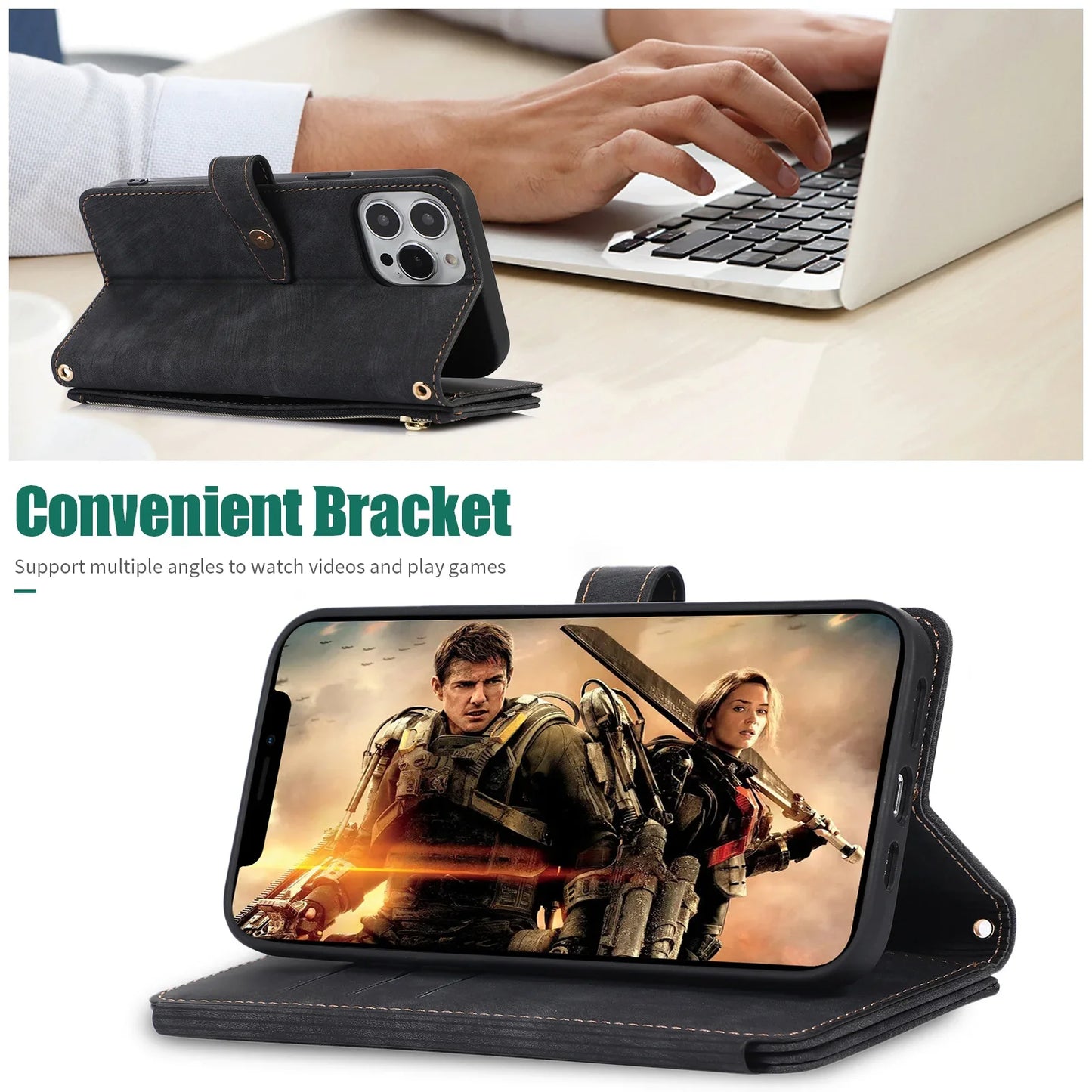 Crossbody Lanyard Card Slot Wallet Flip Case for iPhone 15 14 13 12 11 Pro Max Mini X XS 8 7 Plus SE 2020 2022 PU Leather Cover