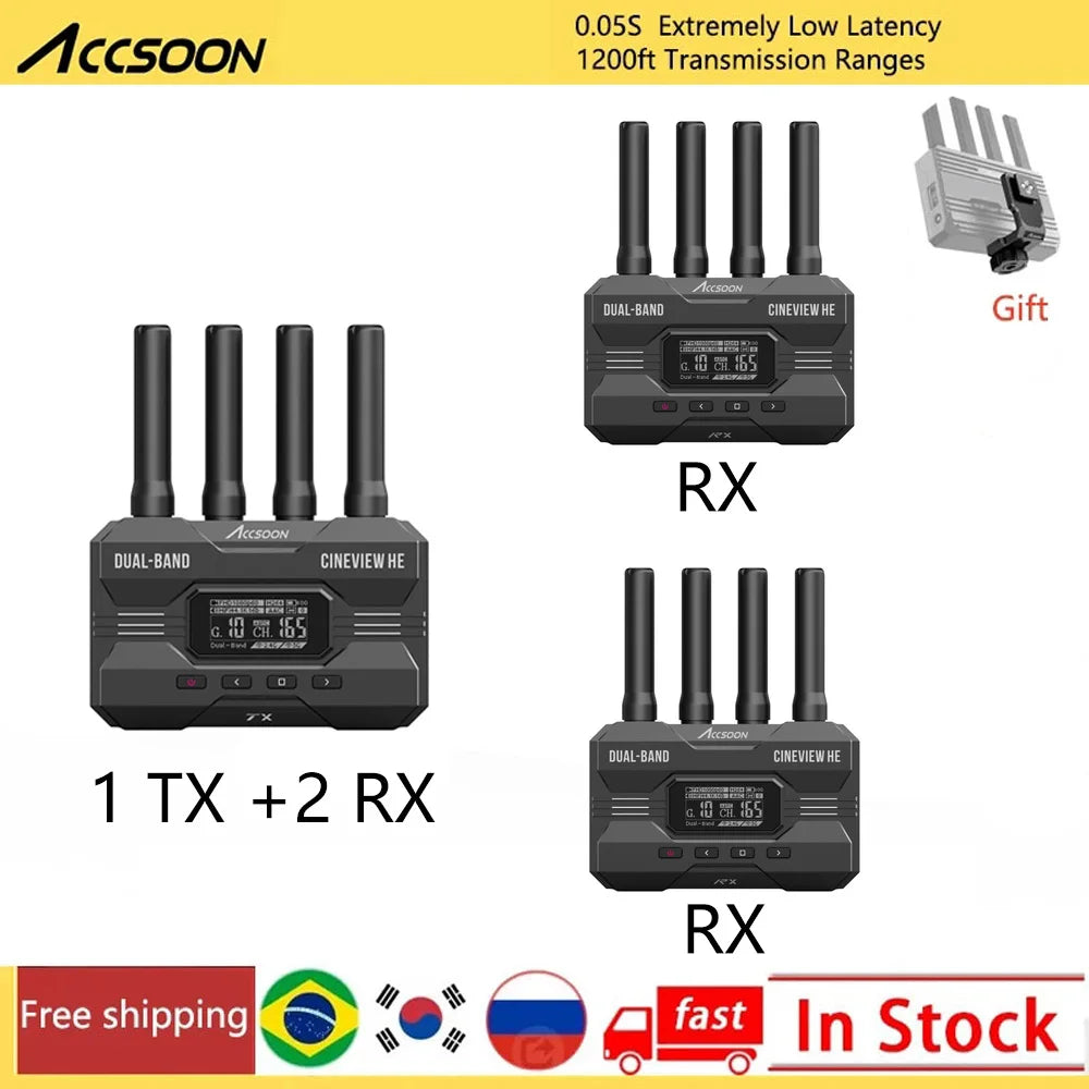 Accsoon CineView HE 2.4Ghz 5Ghz Dual Band Wireless Video Transmitter Receiver Multi-Spectrum Wireless Video Transmission System
