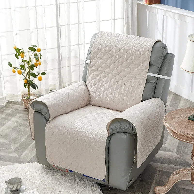 1 Seater Quilted Recliner Sofa Cover Pets Kids Anti-Slip Lazy Boy Chair Cover Armchair Covers Removable Solid Color Sofa Mat