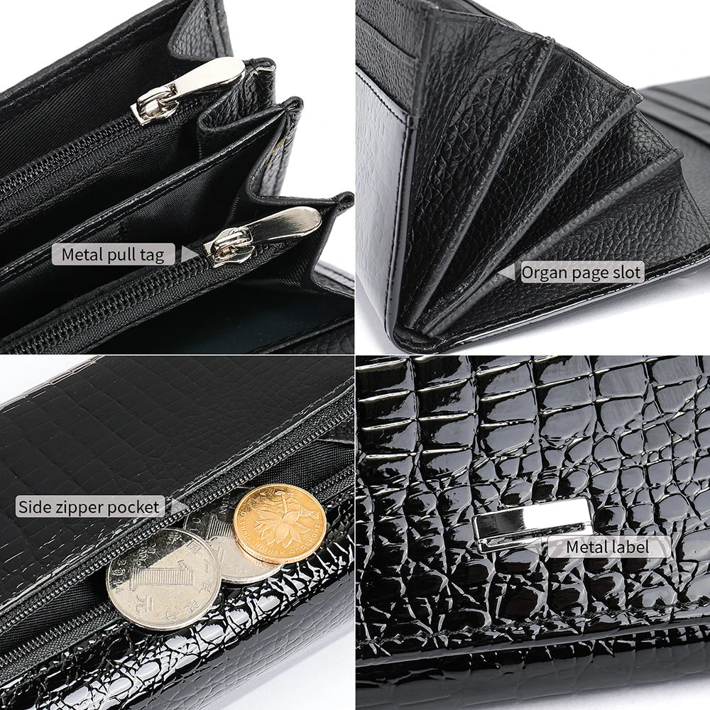AMAZONY 2024 Women Leather Purse Clutch Long Wallets Cash Money Bag Luxury Designer Phone Pocket Coin Band Card Holder Handbags