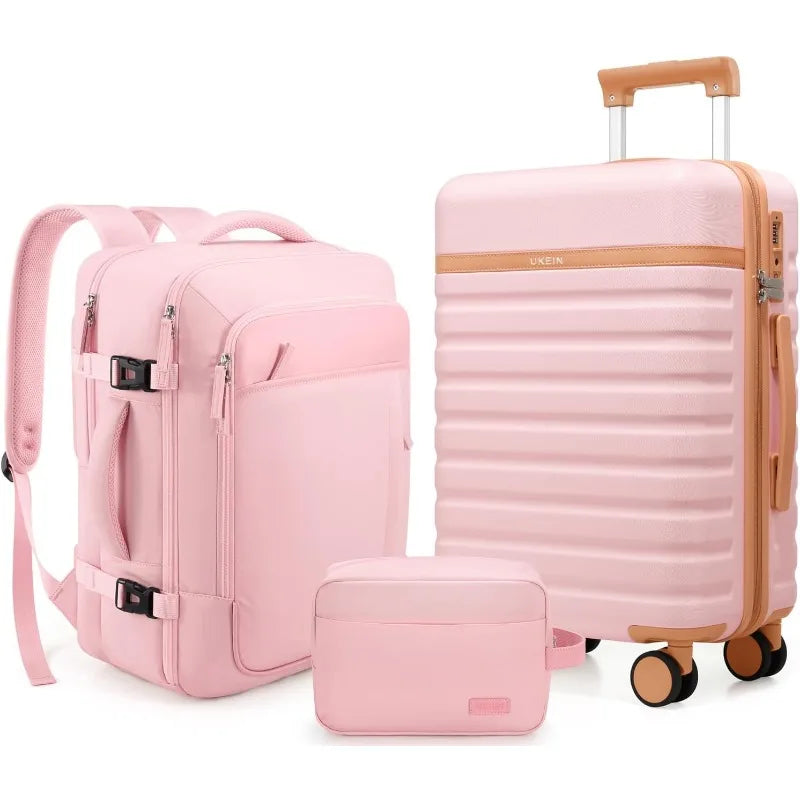 Luggage Sets 3 Piece, Carry On Luggage 20 Inch With Spinner Wheels,PC Hardside Suitcase Set with TSA Lock,Durable Carry(20inch)