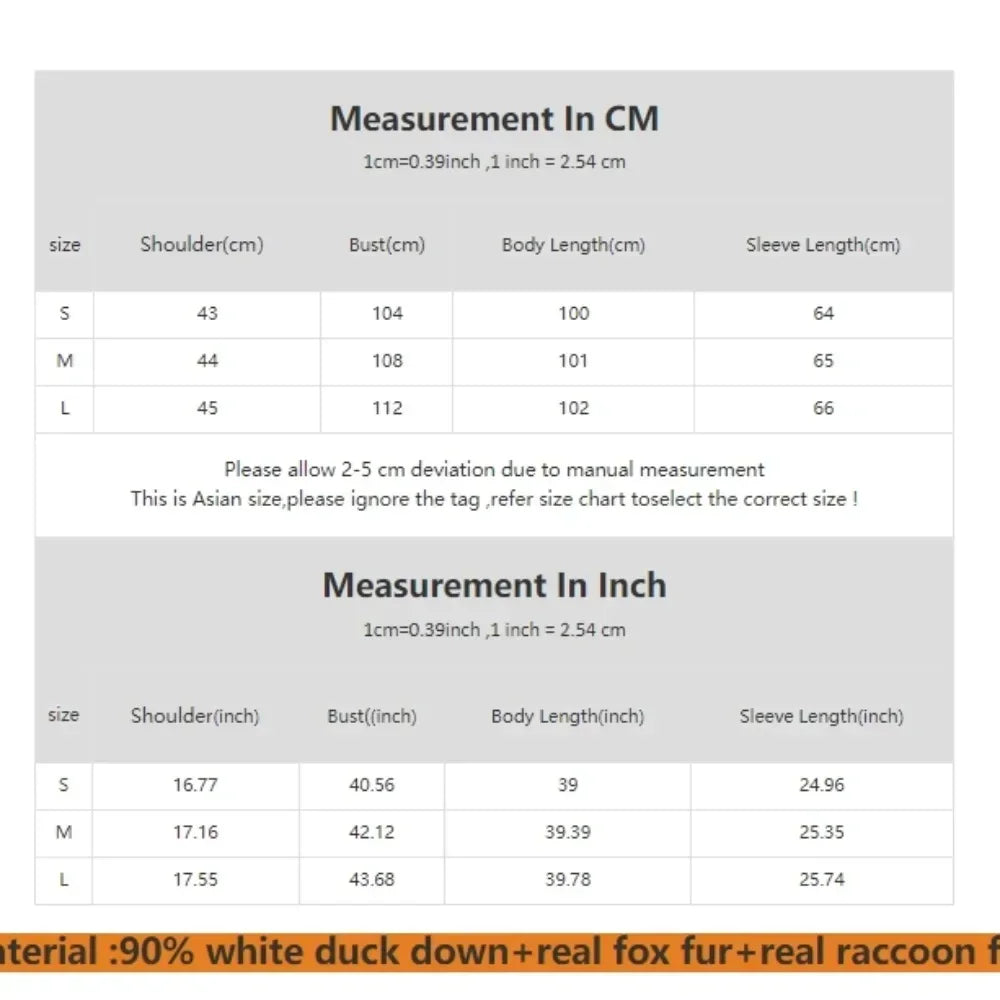 2024 - 2025 Winter New White Duck Down Real Fox Fur Real Raccoon Fur Long Hooded Coat Women Slim Warm Jacket Female Casual Fashion