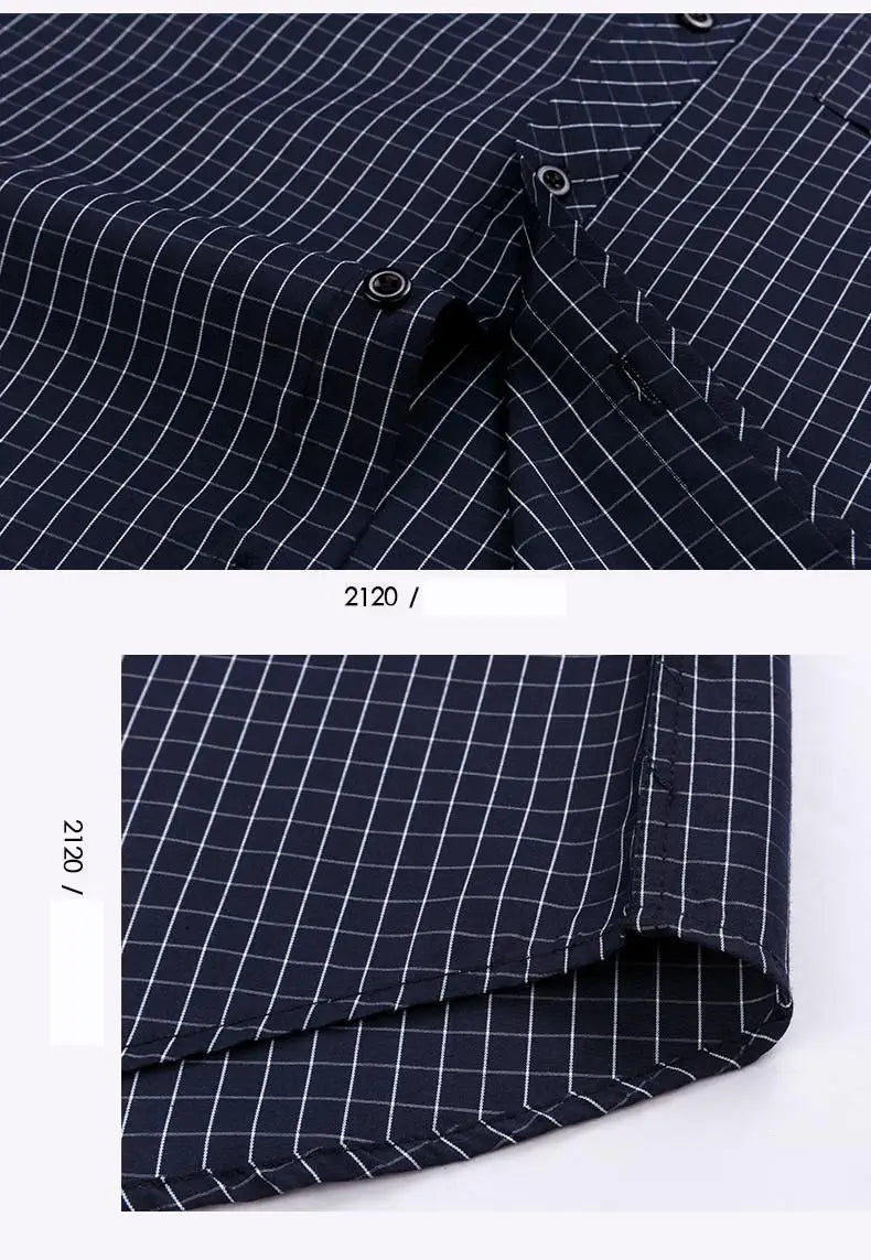 NEW 2024-2025 Men's Long Sleeve Business Work Classic Office Plaid Striped Smart Casual Shirts More colo Solid Basic Dress Shirt Formal