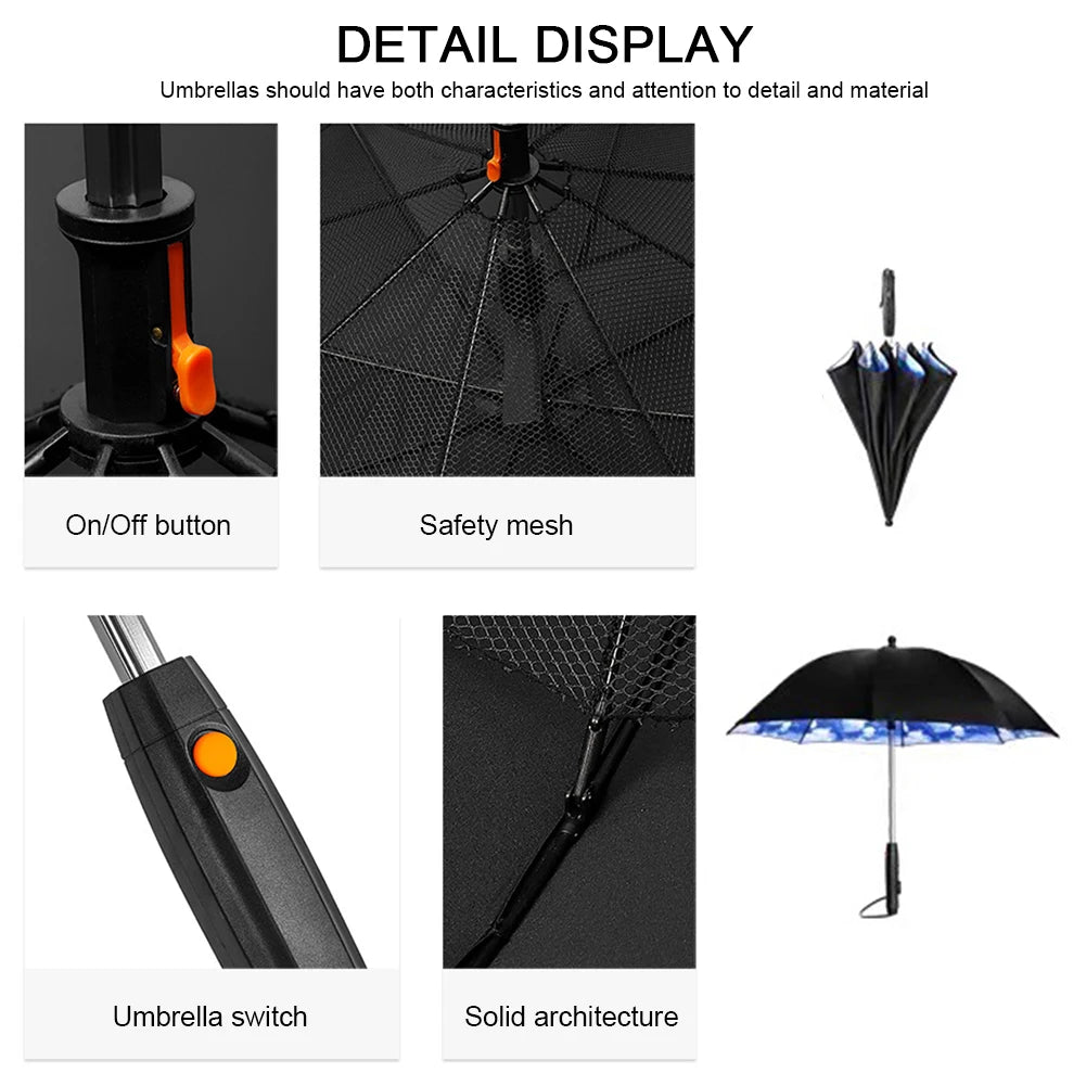 Portable Umbrella 2025 With Fan Misting UV Sun Umbrella Safety Isolation Mesh Super Wind Power Battery & USB Rechargeable Powered