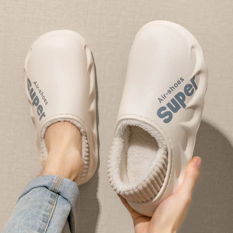 2024-2025 Winter Men Indoor Warm Slippers Plush Waterproof Anti Slip Cotton Shoes for Women Slip-on Casual Snow Walking Loafers - FREE SHIPPING