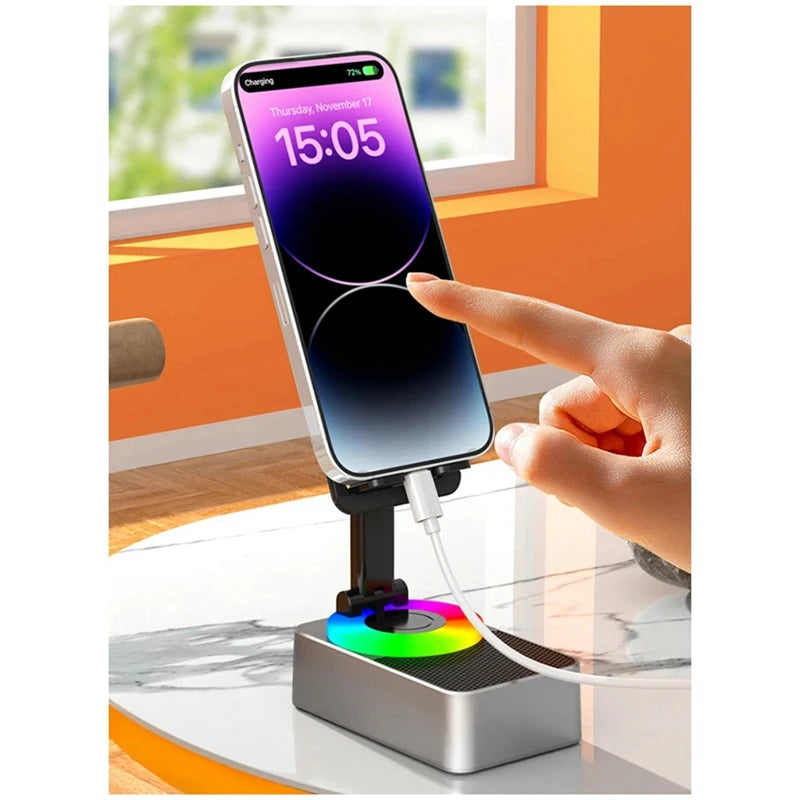 3-In-1 Mobile Phone Holder, Audio Power Bank, Bluetooth Call Speaker, Multi-Function Foldable Rotating Desktop