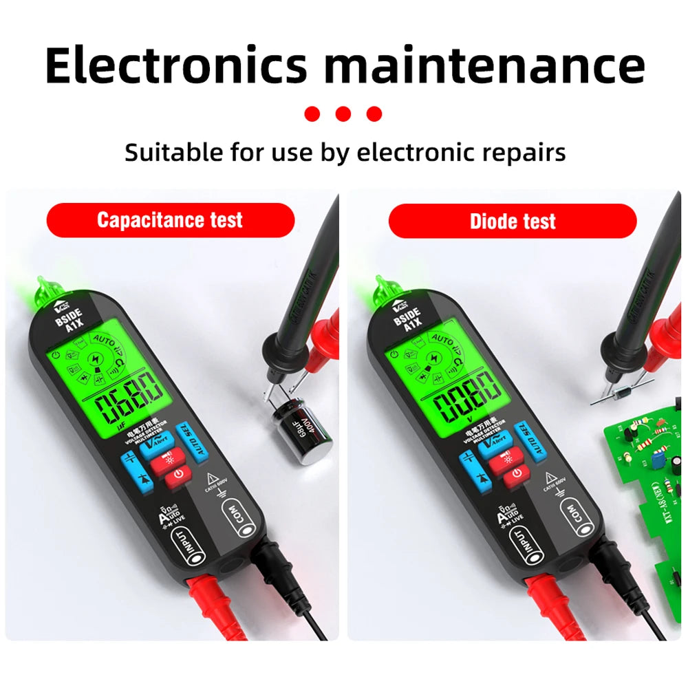 BSIDE A1X A1 Digital Multimeter Electric Test Pen With Flashlight Live Wire Recognition Meter Voltage Resistance Diode NCV Test
