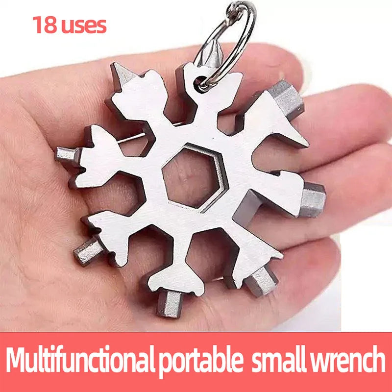 18 In 1Bottle Opener Screwdriver Snowflake Snow Wrench Tool Spanner Hex Wrench Multifunction Camping Outdoor Survive Tools