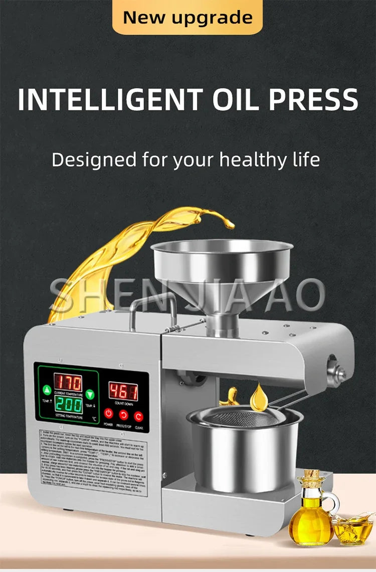 X8S New Intelligent Temperature Control Oil Press 820W Small Household Commercial Oil Press Homemade Peanut Oil 110/220V