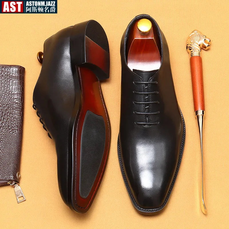 2024-2025 Italian Design Genuine Leather Shoes for Men Business Shoes Lace Up Oxfords Male Wedding Dress Shoes Men Plus Size 37-46
