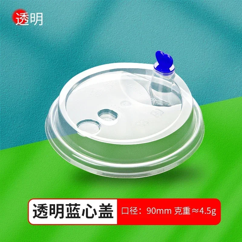 50pcs 90mm Caliber Injection Molded Leak Proof Cup Lids One Time Packaged Milk Tea Coffee Cup Lid Thickened One-piece Cover