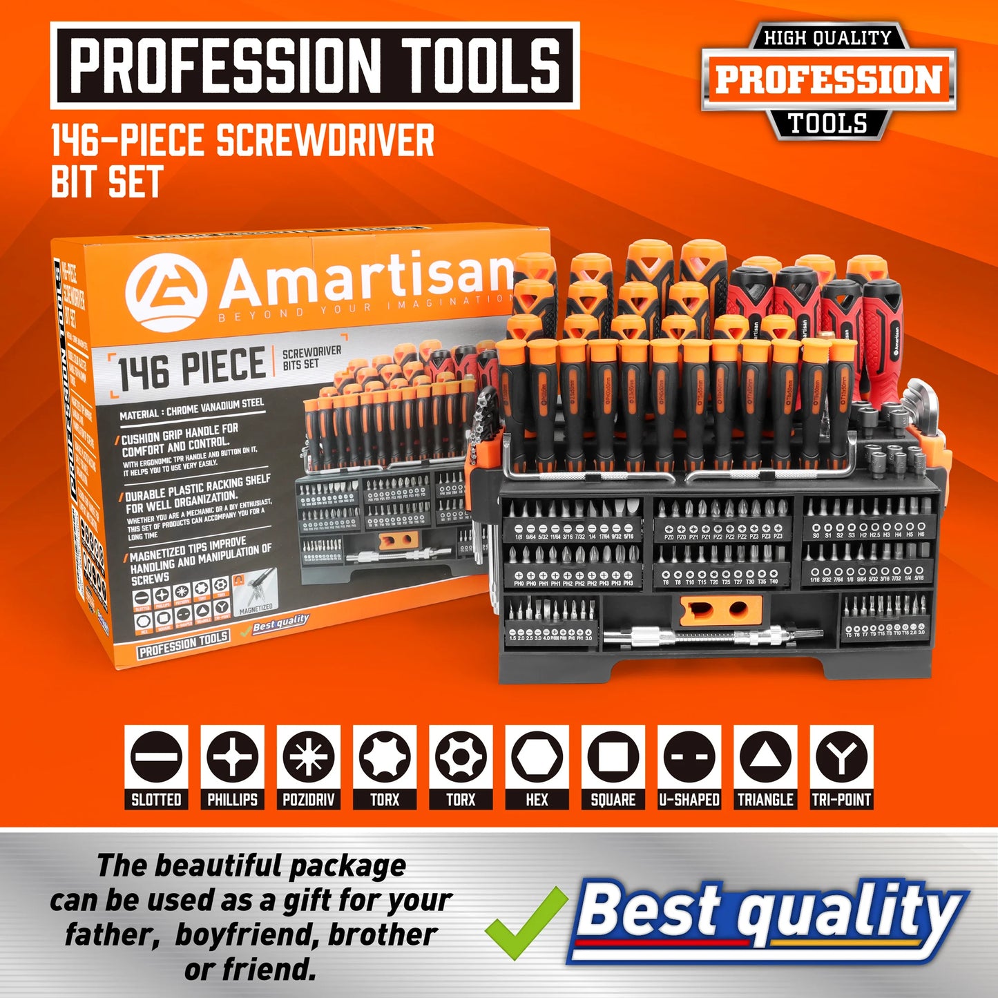 146 pieces of magnetic screwdriver set, plastic frame tool set, cross shaped, plum blossom, hexagonal Screwdriver Set features 1000V Screwdrivers