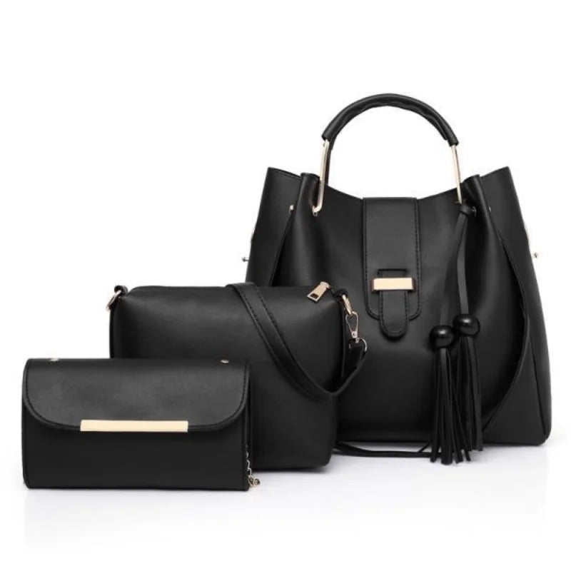 AMAZONY 2024 Brand 3 Sets Women Handbags High Quality Pu Leather Female Messenger Bag Luxury Tote Bags + Ladies Shoulder Crossbody Bag E638
