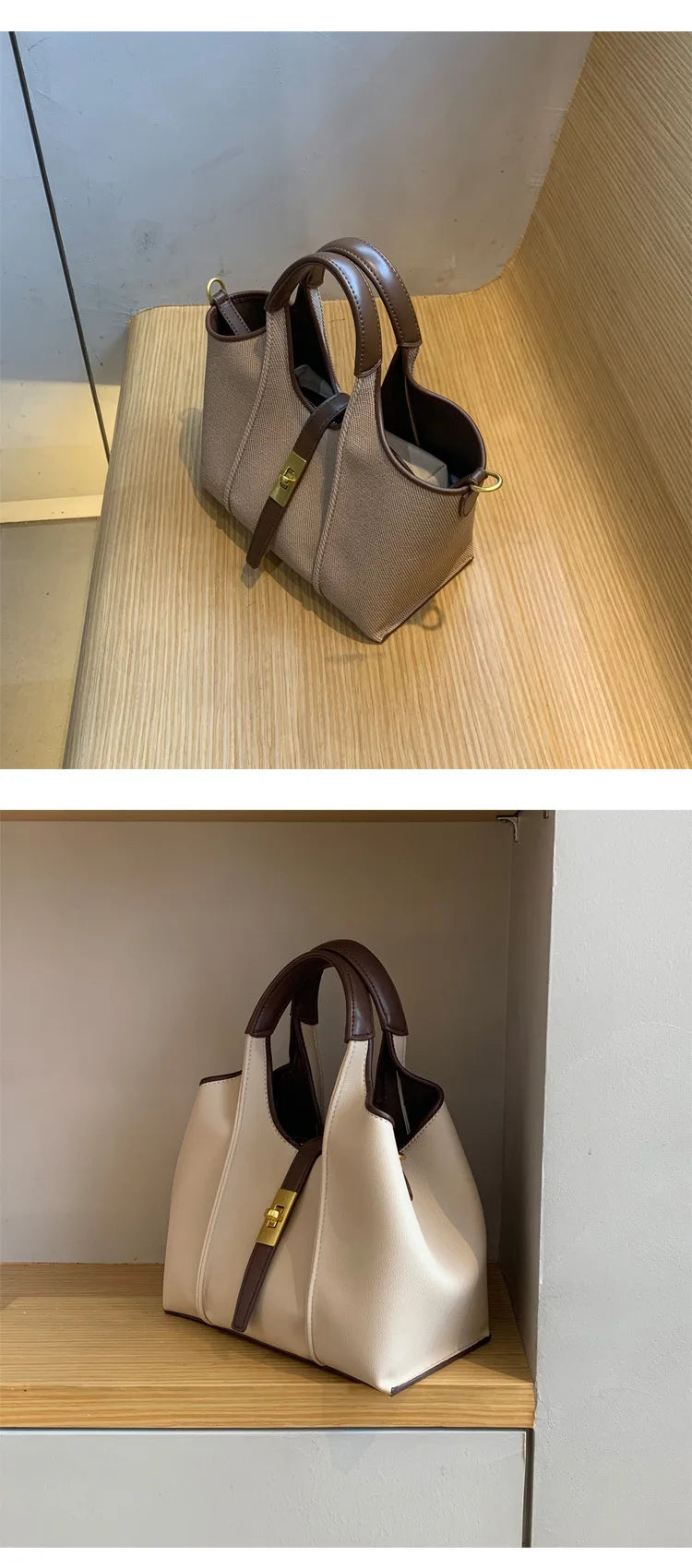 Vegetable basket bag for women 2024-2025 cloth pattern handbag large capacity niche design bucket bag PU sub-mother tote bag