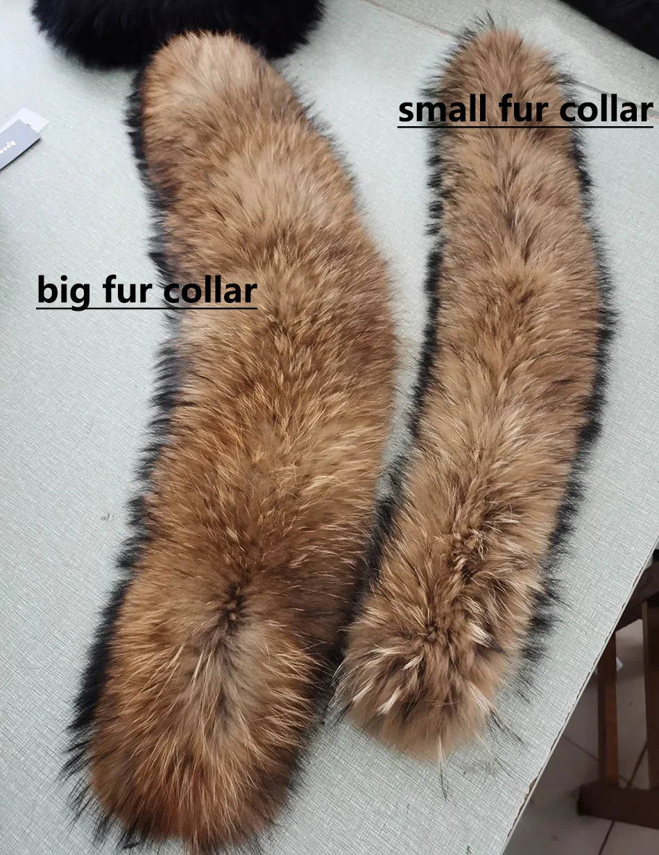 Amazony 2024- 2025 Women Winter Black Loose Long Down Jacket Real Fox Fur Collar Hooded Fashion Waterproof Female Extra Large Coat