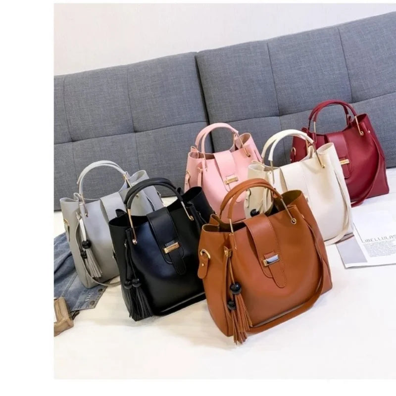 AMAZONY 2024 Brand 3 Sets Women Handbags High Quality Pu Leather Female Messenger Bag Luxury Tote Bags + Ladies Shoulder Crossbody Bag E638