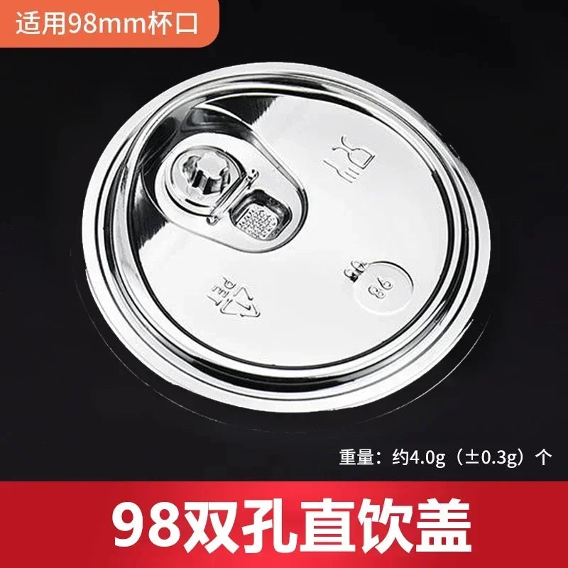 100pcs 98/90mm Caliber Cup Lid Disposable Plastic Transparent Cup Cover Milk Tea Coffee Drinks Packaged Leak Proof Cup Lids