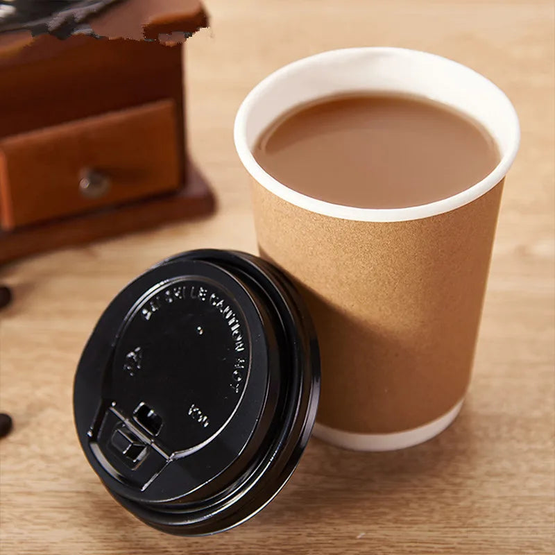 100pcs/pack 4/8/12oz Disposable Coffee Cup Kraft Paper Cup Double Layer Paper Cup Hot Drink Cup Accept customization