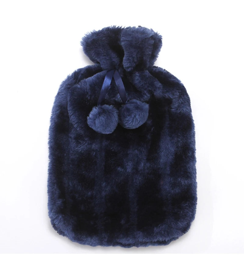 2000ML Hot Water Bottle Thick Water Injection Rubber Soft Plush Hot Water Bag Winter Feet Hand Warmer Bouillotte Warm Bouillotte