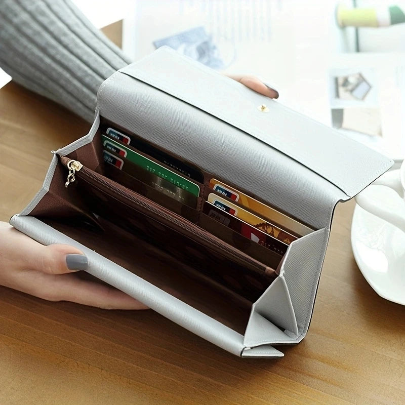 2024 Fashion Brand PU Leather Women's Wallet High Quality 3 Fold Long Purse Clutch Coin Purse Phone Pocket Card Holder Large Capacity