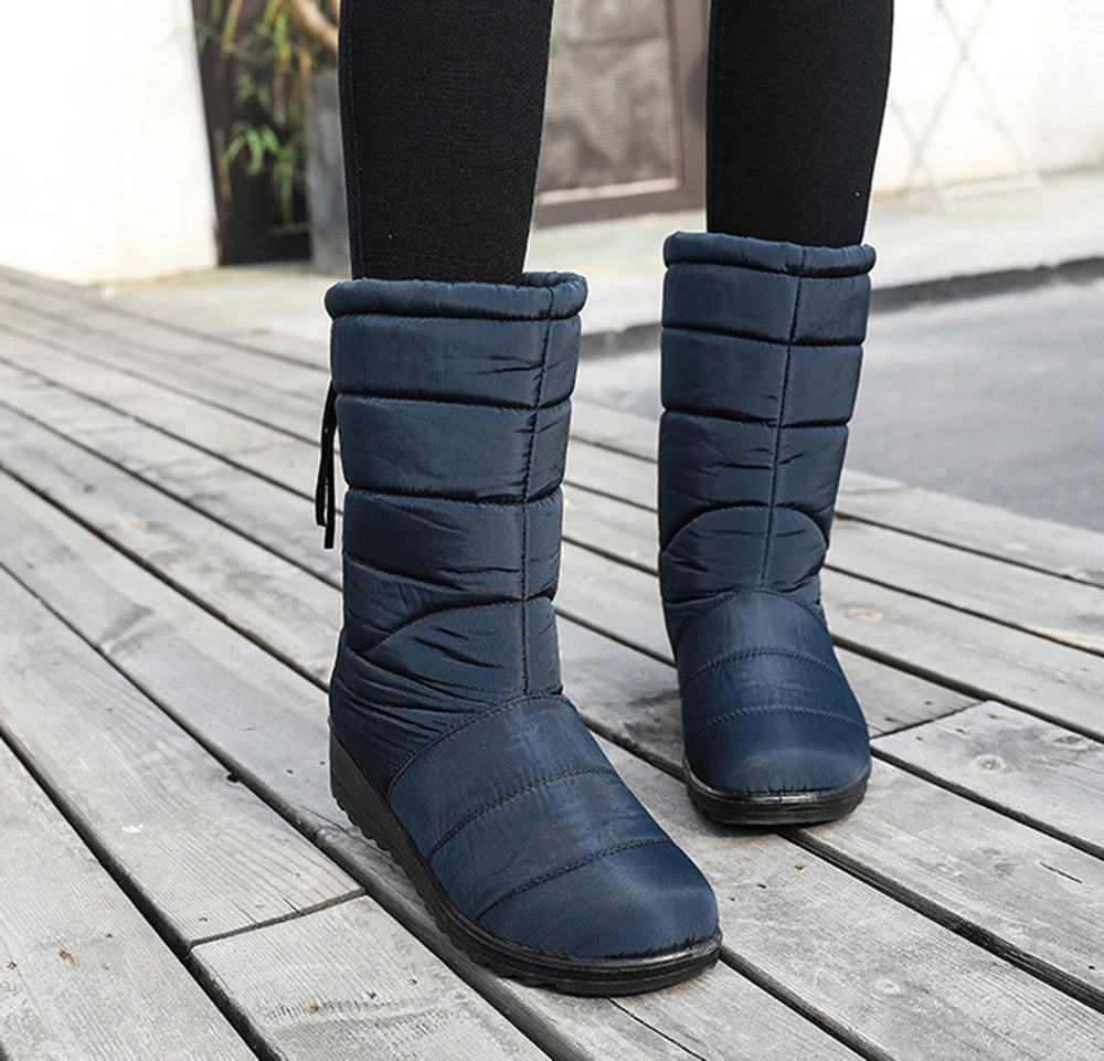 Winter Boots Women's Mid-Calf Snow Boots Women Shoes Wedges Keep Warm Fur Female Boot Shoes Chaussure Femme Botines Mujer 2024