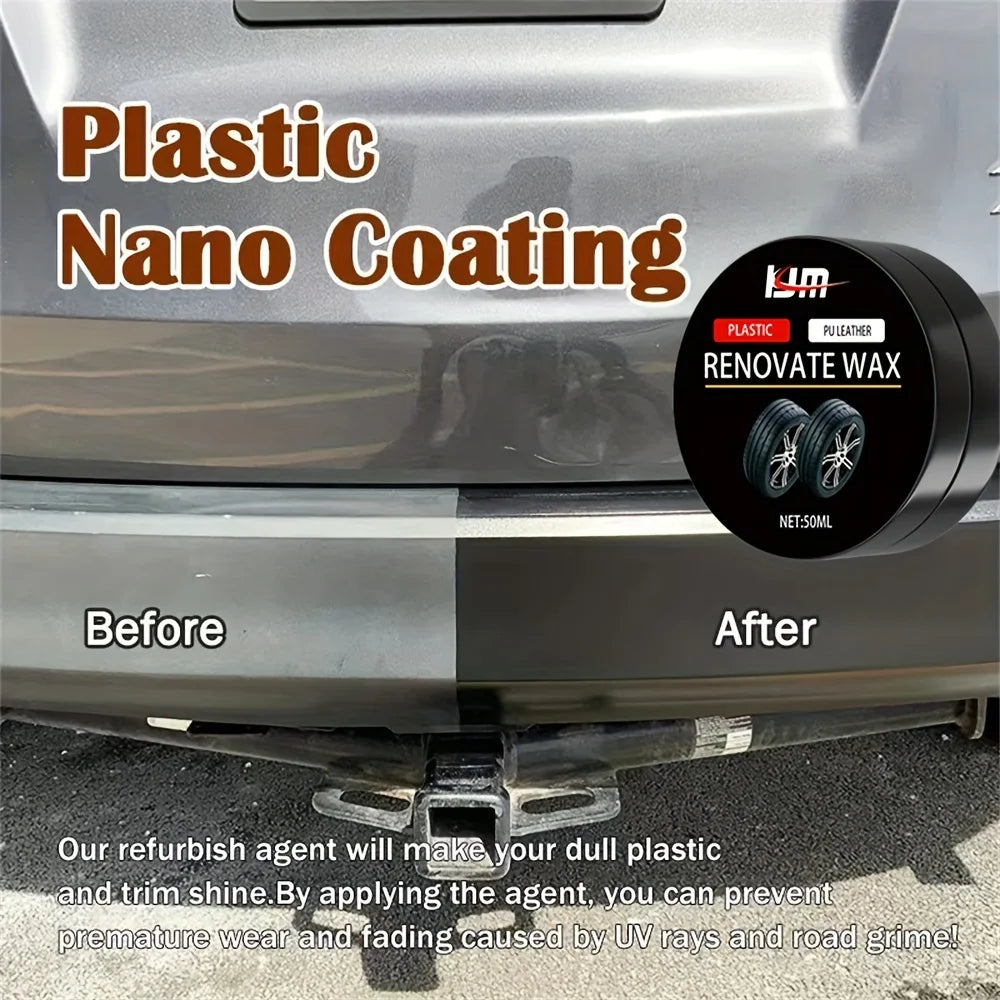 Universal Rubber Refresh Wax - Long-lasting Black Coat Repair, Leather Repair Polish, Hydrophobic Car Detail Care