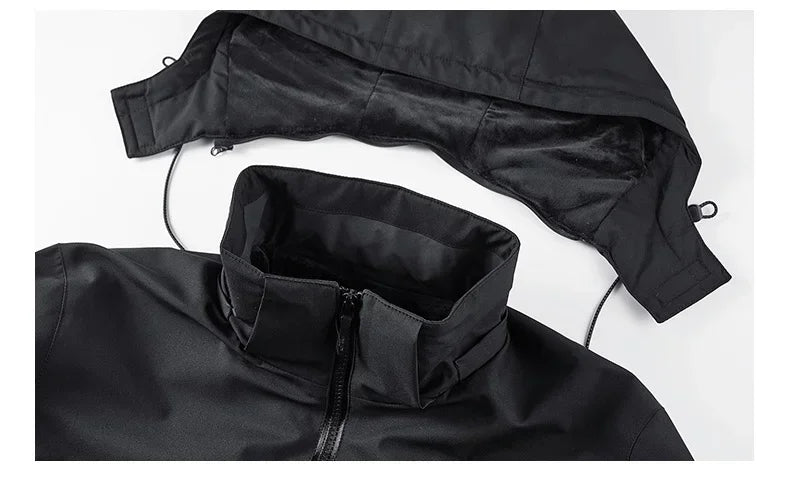 Winter Men Thick Warm Waterproof Parkas Jackets Hat Detachable Men Wool Liner Fleece Coats Male Parka Plus Size Winter Jacket