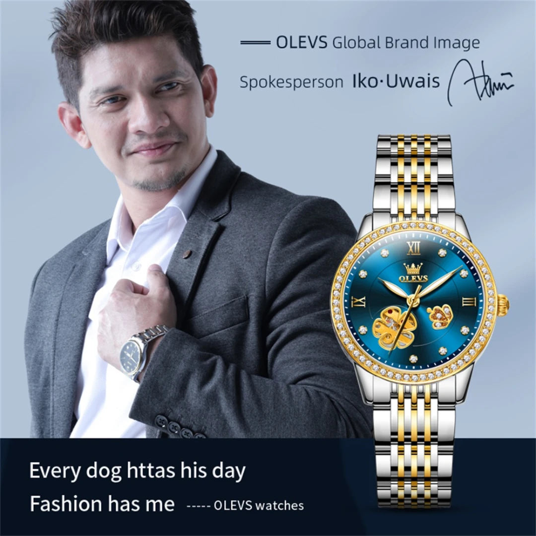 2024 OLEVS 6706 Mechanical Fashion Watch Gift Round-dial Stainless Steel Watchband Luminous