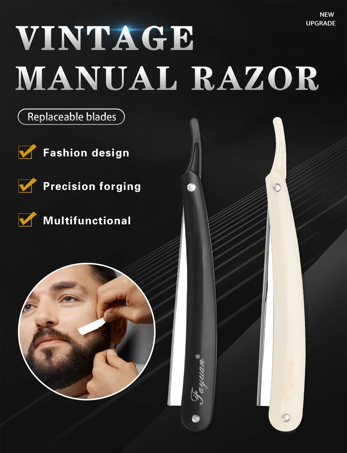 Professional Manual Shaver Straight Edge Stainless Steel Sharp Barber Razor Folding Shaving Beard Cutter With Blade