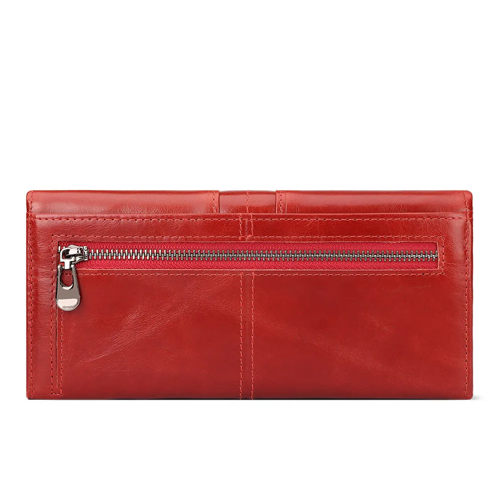 2024 Women's Clutch Bag Genuine Leather Wallets Fashion Female Cell Phone Purse RFID Blocking Credit Card Holder with Zipper Pocket