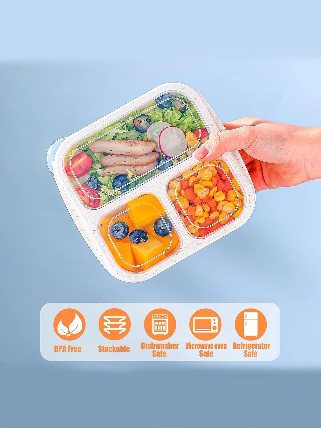 1pc portable kitchen tool meal box with 4 compartments for children and adults, used for home snack storagereusable meal boxes