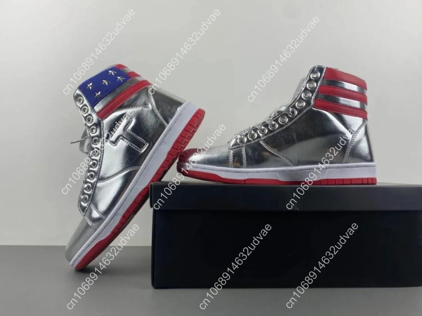 2024-2028 MAGA Trump Gold Silver Sneakers Never Surrender Donald Gold Trump Shoes 2024 MAGA Never Surrender Shoe Sneaker Basketball Mens Womens Casual Boots Road Shoe Big Size 47 48