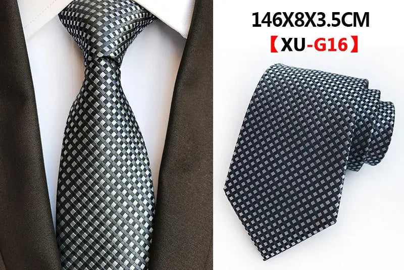 Men's Fashion Tie 8cm Silk Classic Necktie Yellow Blue Plaid Striped Flower Ties Business Wedding Mans Neckwear Gift Accessories