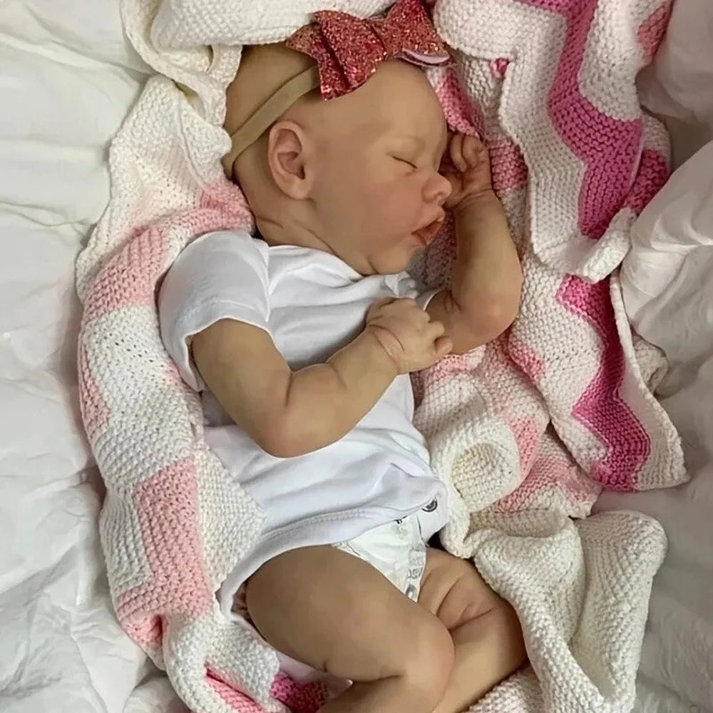 43cm Lifelike Reborn Baby Doll African American , Handmade 3D Painted Skin Silicone Vinyl Limbs Soft Cloth Body