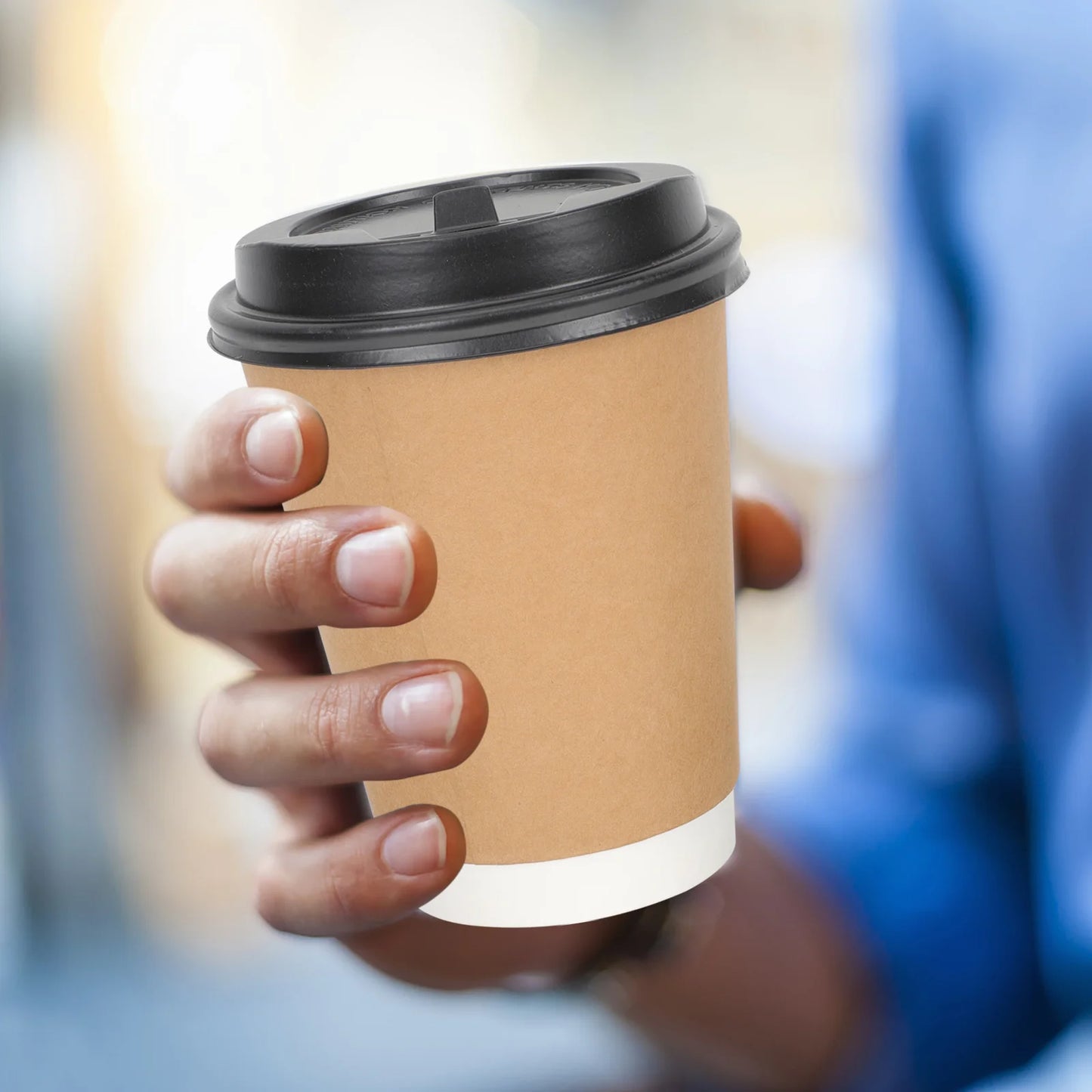 100 Pcs Disposable Coffee Cup Paper Cups with Lid Cardboard Plastic One-time Mug Party Milk Beverage Tea Hot Double Layer