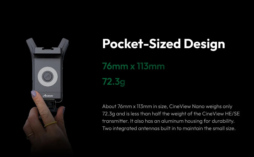 Cineview Nano Accsoon HDMI 150M Range Wireless Video Transmitter 60ms Latency 5GHz Wifi for Android IOS Devices DSLR/RS2 Camera