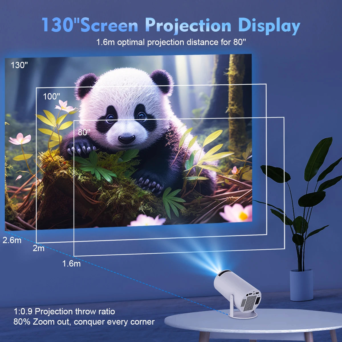Transpeed 4K WiFi 6 Projector - Android 11, 260 ANSI, Dual WiFi, BT5.0, 1280*720P Home Cinema, Portable Outdoor HY300 Pro
