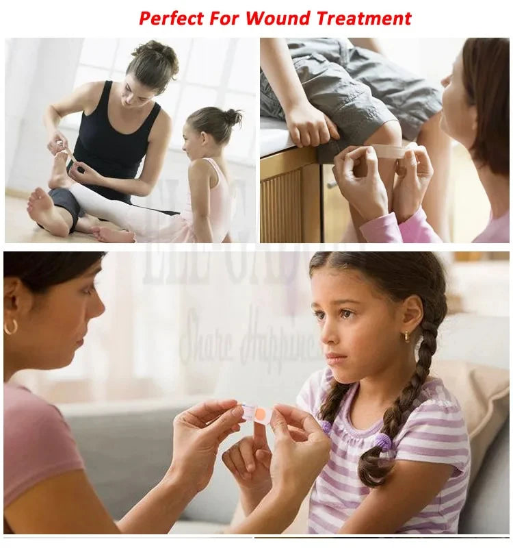 100pcspack Waterproof Wound Dressing Patches Tape First Aid Self-Adhesive Plaster Bandage Non-woven Fabrics Band Aid for Kids