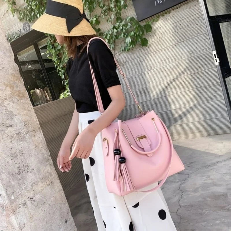 AMAZONY 2024 Brand 3 Sets Women Handbags High Quality Pu Leather Female Messenger Bag Luxury Tote Bags + Ladies Shoulder Crossbody Bag E638