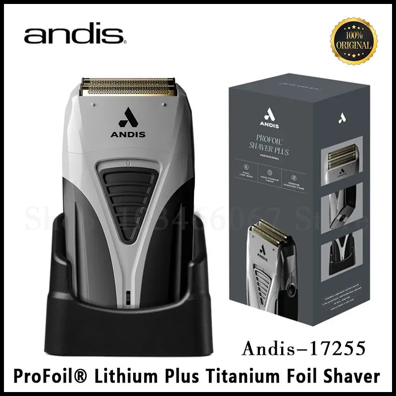 Original Andis Profoil Lithium Plus 17255 Barber Hair Cleaning Electric Shaver For Men Beard Stubble Razor Titanium Foil Shaver