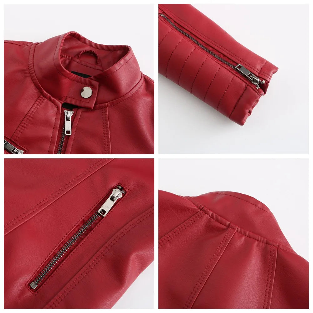 2025 Ladies New Autumn Motorcycle Short Chic PU Leather Jacket
