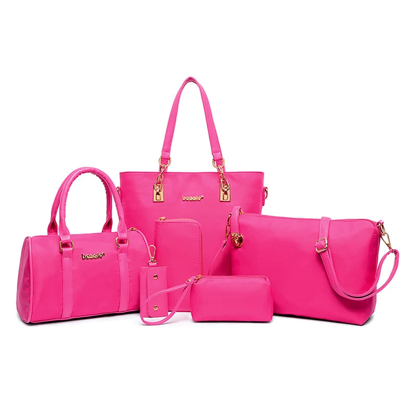 AMAZONY 2024 6PCS/SET Women Nylon Handbags Shoulder Crossbody Bag Purse Wallet Women Envelope Messenger Bags Female Composite Bag Fashion